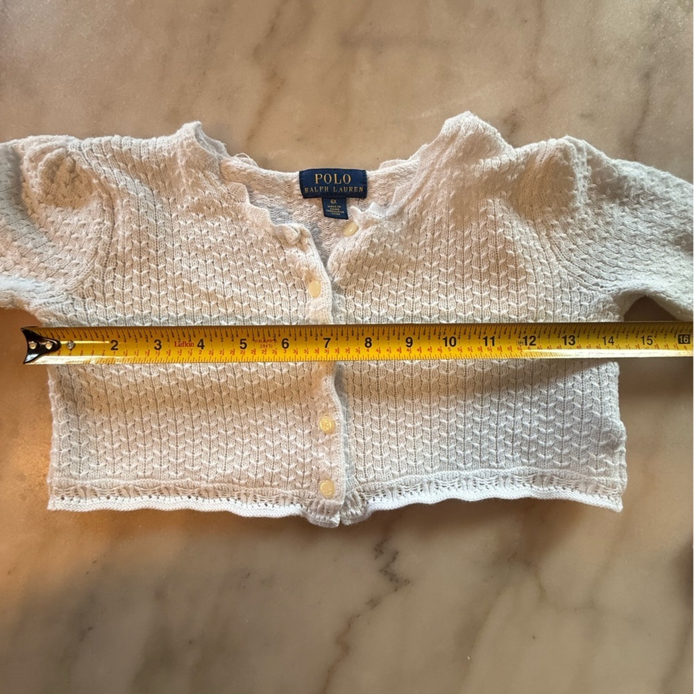 Polo by Ralph Lauren Button white cropped Cardigan size 6x - Picture 8 of 11